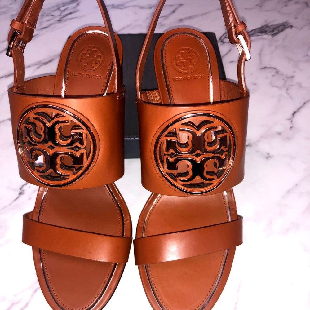 Tory Burch Metal Miller Wedge Tan/rose gold